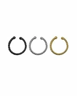 Top 10 ⌛ Multi-Pack Black Silvertone and Goldtone Fake Septum Ring 3 Pack 😍