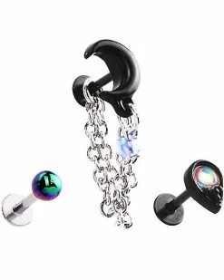 Budget π Multi-Pack CZ Moon Chain Dangle Cartilage Earrings 3 Pack - 18 Gauge π₯ 8 Budget π Multi-Pack CZ Moon Chain Dangle Cartilage Earrings 3 Pack - 18 Gauge π₯ -Playboy Shop 03803848 c