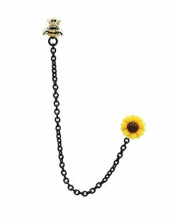Playboy Shop 17 Best Pirce 🧨 Multi-Pack Bee and Sunflower Chain Cartilage Earring 2 Pack - 18 Gauge 🎁
