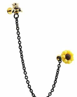 Best Pirce 🧨 Multi-Pack Bee and Sunflower Chain Cartilage Earring 2 Pack - 18 Gauge 🎁 -Playboy Shop 03803897 c