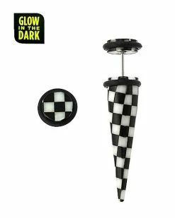 Buy ✨ Glow in the Dark Black and White Checkered Fake Tapers - 18 Gauge 😀 -Playboy Shop 03804788 b