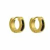 Best Sale 🔔 Black and Goldtone Huggie Hoop Earrings - 18 Gauge ✨