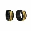 Top 10 💯 Black and Goldtone Double Stripe Huggie Hoop Earrings - 18 Gauge 😀