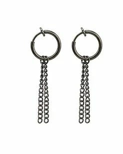 Flash Sale 😀 Black Chain Dangle Fake Hoop Earrings 🥰