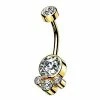 Budget 🎉 Round CZ Cluster Goldplated Belly Ring - 14 Gauge 🧨 -Playboy Shop 03806734 a