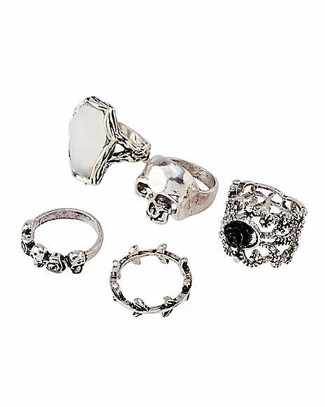 Cheapest π Multi-Pack Skull Stone and Rose Rings - 5 Pack π 3 Cheapest π Multi-Pack Skull Stone and Rose Rings - 5 Pack π