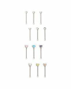 Cheap 😀 Multi-Pack CZ Pronged Nose Pins 12 Pack - 20 Gauge ✔️ -Playboy Shop 03807070 b