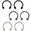 Wholesale 🎉 Multi-Pack Silver Black and Marble Horseshoe Rings 6 Pack - 16 Gauge 💯 -Playboy Shop 03807575 a