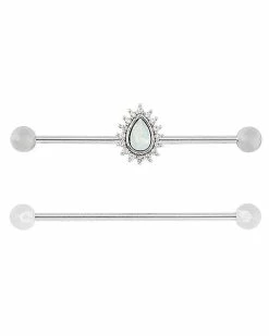 Deals 🌟 Multi-Pack CZ Teardrop Industrial Barbells 2 Pack - 14 Gauge ⌛