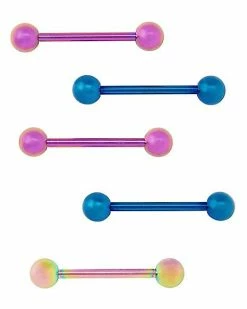 Cheapest 🥰 Multi-Pack Pink Blue and Yellow Barbells 5 Pack - 14 Gauge 🤩