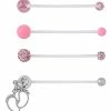 Best deal ✔️ Multi-Pack Pink CZ Footprint Pregnancy Belly Rings 4 Pack - 14 Gauge 🔥 -Playboy Shop 03807757 a