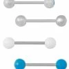 Coupon 🥰 Multi-Pack Glow in the Dark Silvertone White and Blue Barbells 4 Pack - 14 Gauge ❤️ -Playboy Shop 03807955 a