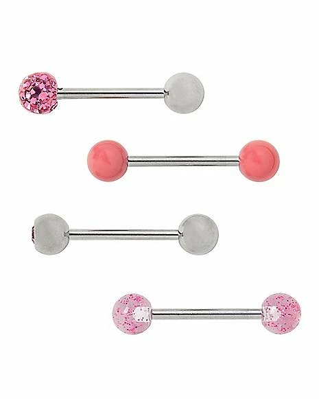 Hot Sale β Multi-Pack Glitter Glow Barbells 4 Pack - 14 Gauge π 4 Hot Sale β Multi-Pack Glitter Glow Barbells 4 Pack - 14 Gauge π - Image 2