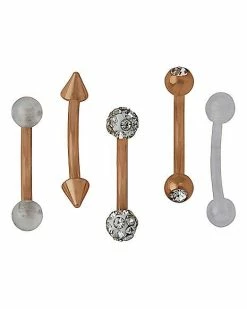 Best Pirce 🌟 Multi-Pack Rose Gold Plated Curved Barbells 5 Pack - 16 Gauge ⌛