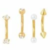 Outlet 🧨 Multi-Pack CZ Goldplated Curved Barbells 4 Pack - 16 Gauge 🔥