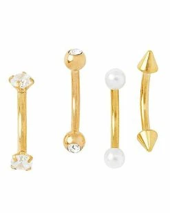 Outlet 🧨 Multi-Pack CZ Goldplated Curved Barbells 4 Pack - 16 Gauge 🔥