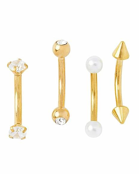 Outlet 𧨠Multi-Pack CZ Goldplated Curved Barbells 4 Pack - 16 Gauge π₯ 3 Outlet 𧨠Multi-Pack CZ Goldplated Curved Barbells 4 Pack - 16 Gauge π₯