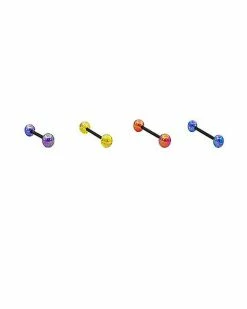 Best Sale ❤️ Multi-Pack Blue Yellow Red Purple Barbells 4 Pack - 14 Gauge 🌟 -Playboy Shop 03808706 b