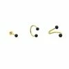 Best Pirce ❤️ Multi-Pack Black and Goldtone Lip Rings 3 Pack - 16 Gauge 🎉