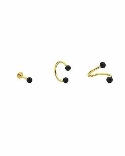 Best Pirce ❤️ Multi-Pack Black and Goldtone Lip Rings 3 Pack - 16 Gauge 🎉