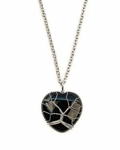 Outlet ⌛ Onyx Cage Stone Heart Necklace 😉