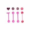 Discount ⭐ Multi-Pack Pink Cherry Heart Barbells 4 Pack - 14 Gauge ✨ -Playboy Shop 03814498 a