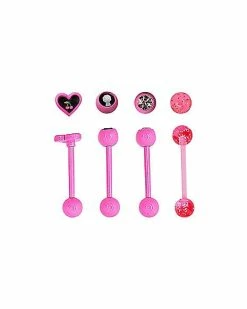 Discount ⭐ Multi-Pack Pink Cherry Heart Barbells 4 Pack - 14 Gauge ✨