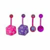 Flash Sale 🧨 Multi-Pack CZ Pink and Blue Dice Belly Rings 4 Pack - 14 Gauge ❤️