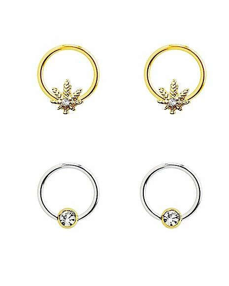 Wholesale π Multi-Pack CZ Weed Leaf Captive Rings 4 Pack - 16 Gauge β 3 Wholesale π Multi-Pack CZ Weed Leaf Captive Rings 4 Pack - 16 Gauge β