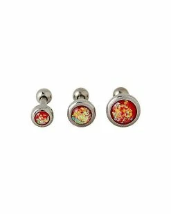 Best Sale 🔔 Multi-Pack Red Opal-Effect Cartilage Earrings 3 Pack - 16 Gauge ✨