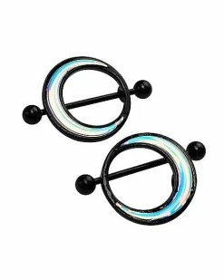 Discount ✨ Black and Blue Crescent Moon Nipple Shields - 14 Gauge 💯 -Playboy Shop 03814811 b
