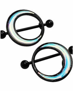 Discount ✨ Black and Blue Crescent Moon Nipple Shields - 14 Gauge 💯 -Playboy Shop 03814811 c