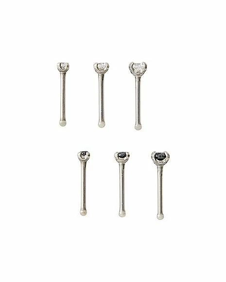 Outlet π€© Multi-Pack Black CZ Titanium Bone Nose Rings 6 Pack - 20 Gauge π₯ 3 Outlet π€© Multi-Pack Black CZ Titanium Bone Nose Rings 6 Pack - 20 Gauge π₯
