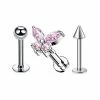 Promo 🎉 Multi-Pack CZ Butterfly and Silvertone Cone and Ball Labret Lip Rings 3 Pack - 16 Gauge 😍 -Playboy Shop 03814910 a
