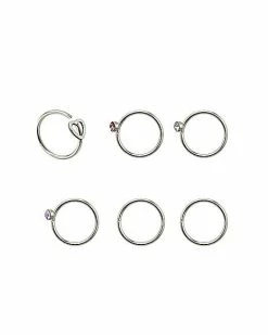 Cheapest β Multi-Pack Round CZ and Heart Hoop Nose Rings 6 Pack - 20 Gauge π 5 Cheapest β Multi-Pack Round CZ and Heart Hoop Nose Rings 6 Pack - 20 Gauge π -Playboy Shop 03815222 b