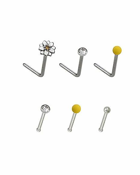 Flash Sale π Multi-Pack CZ Flower and Ball Nose Pins and L-Bend Nose Rings 6 Pack - 20 Gauge β 4 Flash Sale π Multi-Pack CZ Flower and Ball Nose Pins and L-Bend Nose Rings 6 Pack - 20 Gauge β - Image 2