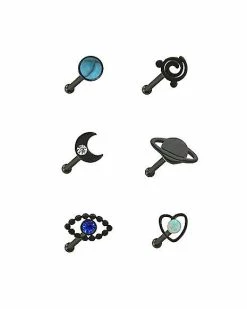 Brand new 🤩 Multi-Pack CZ Black Moon and Eye Bone Nose Rings 6 Pack - 20 Gauge 🔥