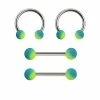 Deals ✔️ Multi-Pack Blue and Green Horseshoe Rings and Nipple Barbells 2 Pair - 14 Gauge 🎉 -Playboy Shop 03815305 a