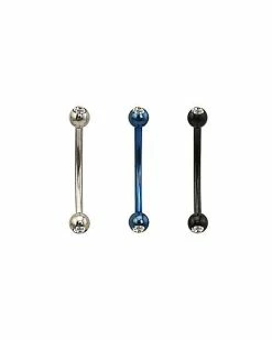 Playboy Shop 3 Best Pirce 🛒 Multi-Pack CZ Silver Blue and Black Curved Barbells 3 Pack - 16 Gauge 🧨