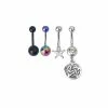 Flash Sale 🤩 Multi-Pack Star Pendant Belly Rings 4 Pack - 14 Gauge ⌛ -Playboy Shop 03816212 a