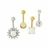 Hot Sale 😉 Multi-Pack Assorted CZ Faux Opal and Glow in the Dark Belly Rings 4 Pack - 14 Gauge 💯 -Playboy Shop 03816451 a