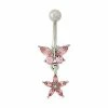 Top 10 💯 Pink Butterfly and Star Gem-Effect Dangle Belly Ring - 14 Gauge ✨