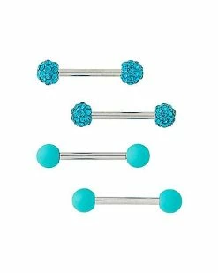 New 😉 Multi-Pack Pave and Teal Nipple Barbells 4 Pack - 16 Gauge 🎁