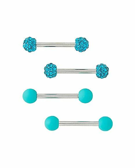 New π Multi-Pack Pave and Teal Nipple Barbells 4 Pack - 16 Gauge π 3 New π Multi-Pack Pave and Teal Nipple Barbells 4 Pack - 16 Gauge π