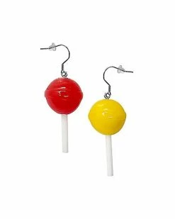 Cheap 🌟 Red and Yellow Lollipop Dangle Earrings - 18 Gauge 👍