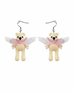 Brand new ✔️ Angel Bear Bow Dangle Earrings - 18 Gauge ❤️