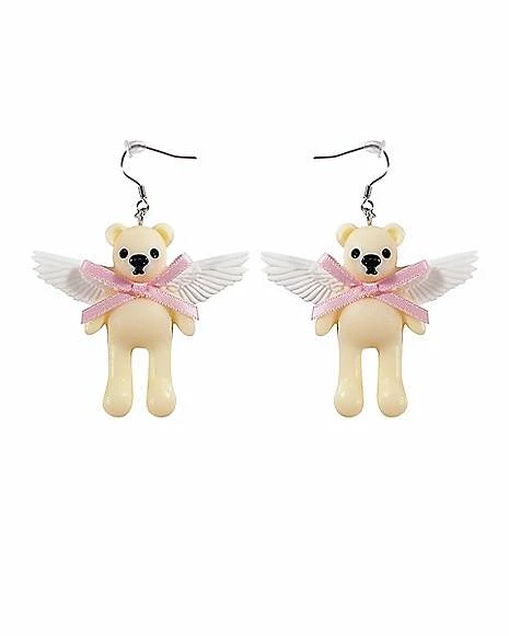 Brand new ✔️ Angel Bear Bow Dangle Earrings - 18 Gauge ❤️ 3 Brand new ✔️ Angel Bear Bow Dangle Earrings - 18 Gauge ❤️