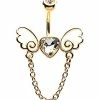 Cheapest 🛒 CZ Heart Wings Dangle Belly Ring - 14 Gauge ✔️ -Playboy Shop 03817574 a