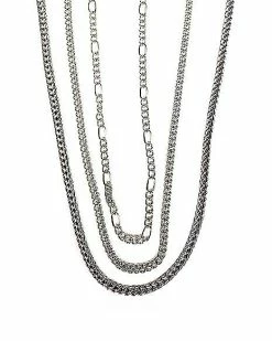 Cheapest 💯 Multi-Pack Figaro Curb and Snake Chain Necklaces 3 Pack 🛒 -Playboy Shop 03818234 b
