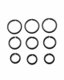 Coupon 🌟 Multi-Pack Black Hoop Rings 9 Pack - 16 Gauge 👍
